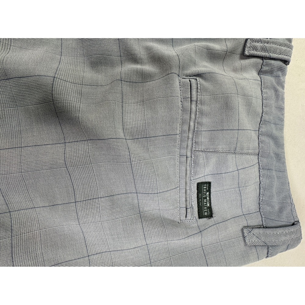 TravisMathew Grey Plaid Golf Shorts Mens 36 Performance Stretch Flat Front - Picture 12 of 13
